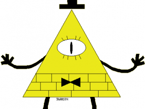 Bill Cipher, Gravity Falls character, triangular yellow figure, one eye, cartoon villain, Bill Cipher PNG