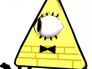 pyramid character, yellow triangle, cartoon villain, animated figure, Bill Cipher PNG