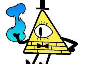 mystical triangle, all-seeing eye, animated character, surreal design, Bill Cipher PNG