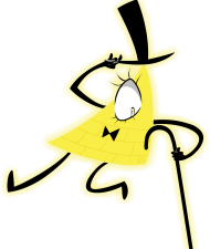 mysterious character, animated villain, whimsical design, yellow triangle, Bill Cipher PNG