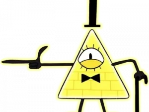 mystical triangle character, animated villain, yellow creature, Gravity Falls, Bill Cipher PNG