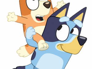 Bluey and Bingo Playing Together, Animated Characters, Family Fun, Children's Entertainment, Cartoon Adventures, Bingo Bluey PNG