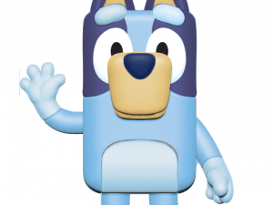 Bluey cartoon character, animated blue dog, children's television show, family-friendly entertainment, Bingo Bluey PNG