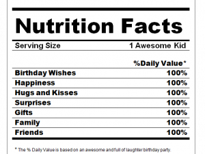 Birthday Nutrition Facts PNG Photos