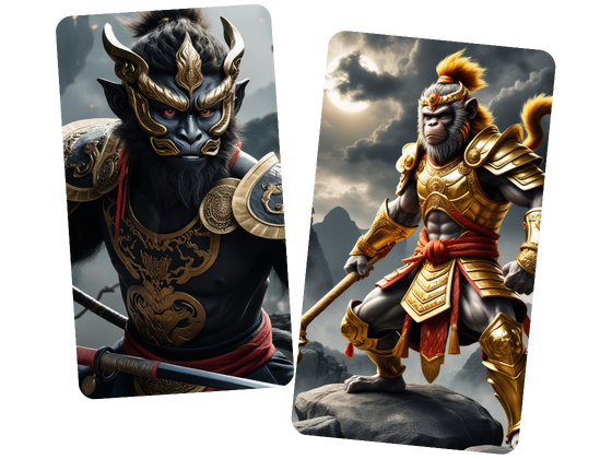 Mythical Monkey Warrior, Legendary Character, Epic Fantasy Art, Martial Arts Hero, Divine Protector, Asian Mythology, Black Myth: Wukong PNG