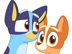 Blue Heeler And Corgi Cartoon Characters, Animated Dog Duo, Playful Canine Friends, Cute Pet Illustrations, Bluey and Bingo PNG