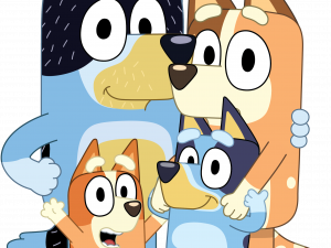 Bluey Family Characters, Animated Blue Heeler Dogs, Kids TV Show Characters, Family Adventure Series, Bluey and Bingo PNG