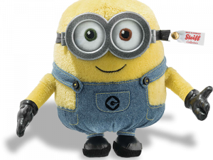 plush Minion toy, Despicable Me character, yellow stuffed animal, collectible merchandise, Bob Minion PNG