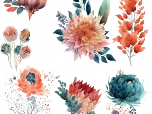 Boho Flowers PNG Background