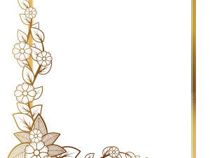 gold floral frame, decorative border, elegant design, nature-inspired embellishment, Border Frame PNG