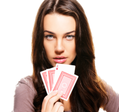 woman holding playing cards, poker face, card game strategy, confident gambler, Casino Girl PNG