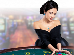 casino dealer, gambling atmosphere, poker table, elegant woman, Casino Girl PNG