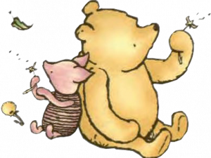 Winnie the Pooh, Piglet, friendship, children's illustration, classic characters, animated duo, whimsical art, Classic Winnie The Pooh PNG