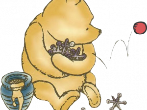 cartoon bear, whimsical character, childhood nostalgia, illustrated animal, Classic Winnie The Pooh PNG