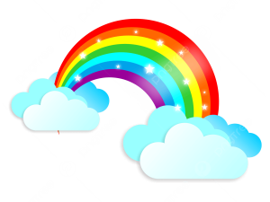 rainbow illustration, colorful clouds, bright weather symbol, cheerful landscape, Cocomelon Rainbow PNG