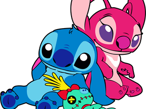 cartoon characters, animated plush toys, colorful stuffed animals, cute fictional creatures, Cute Stitch PNG