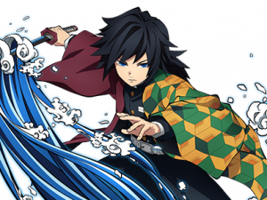 anime character, sword fighting, action scene, colorful kimono, Demon Slayer Character PNG