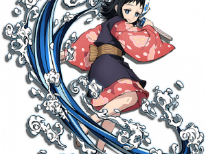 anime character, water elemental, traditional clothing, dynamic pose, Demon Slayer Character PNG