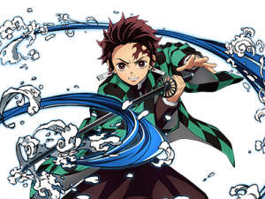 anime character, sword fighting, water techniques, action pose, Demon Slayer Character PNG