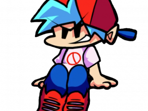 cartoon character, blue hair, red cap, gaming icon, FNF BF PNG