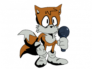 cartoon fox character, animated animal, microphone holding, video game icon, FNF Microphone PNG