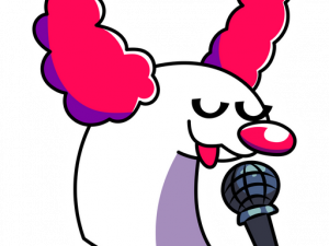 clown character, cartoon microphone, animated performer, colorful design, FNF Microphone PNG