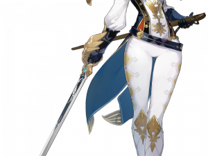 fantasy character, sword wielding, elegant outfit, digital art, Genshin Impact Character PNG