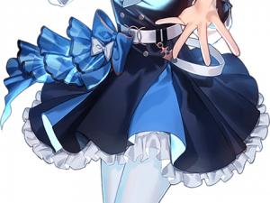 anime character, blue costume, elegant dress, detailed illustration, Genshin Impact Character PNG