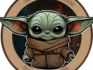 Grogu, Star Wars character, cute alien, cartoon illustration, fan art, Jochen Meyer, Grogu PNG