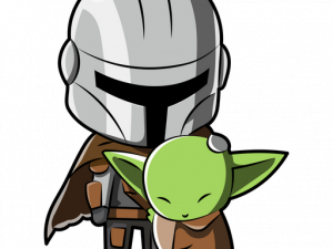 Mandalorian character, Baby Yoda, Star Wars art, animated figures, Grogu PNG