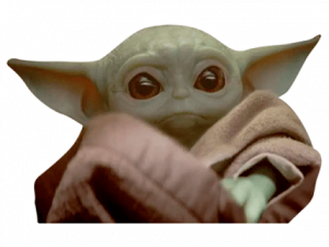 cute alien character, popular sci-fi creature, adorable fictional being, beloved TV series icon, Grogu PNG