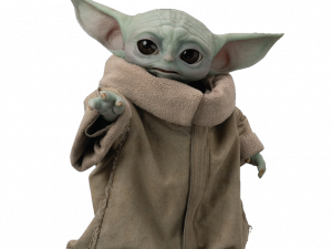 Baby Yoda, cute alien character, fantasy creature, Star Wars merchandise, Grogu PNG