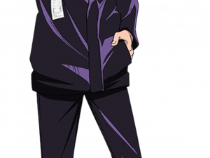 anime character, stylish outfit, purple attire, holding paper, Jujutsu Kaisen PNG