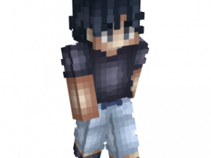 Minecraft character, pixel art avatar, blocky figure, gaming skin, Jujutsu Kaisen PNG