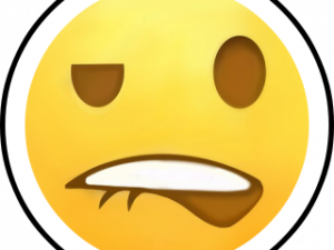 displeased emoji, frowning face, unhappy expression, discontented reaction, Lip Bite Emoji PNG