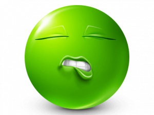 green emoji, disgusted face, sick expression, negative emotion, Lip Bite Emoji PNG