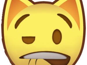 cat emoji, sleepy cat face, animal expression, cute feline, Lip Bite Emoji PNG