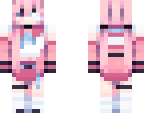 pixel art character, pink-themed design, gaming avatar, retro style illustration, Minecraft Skin PNG