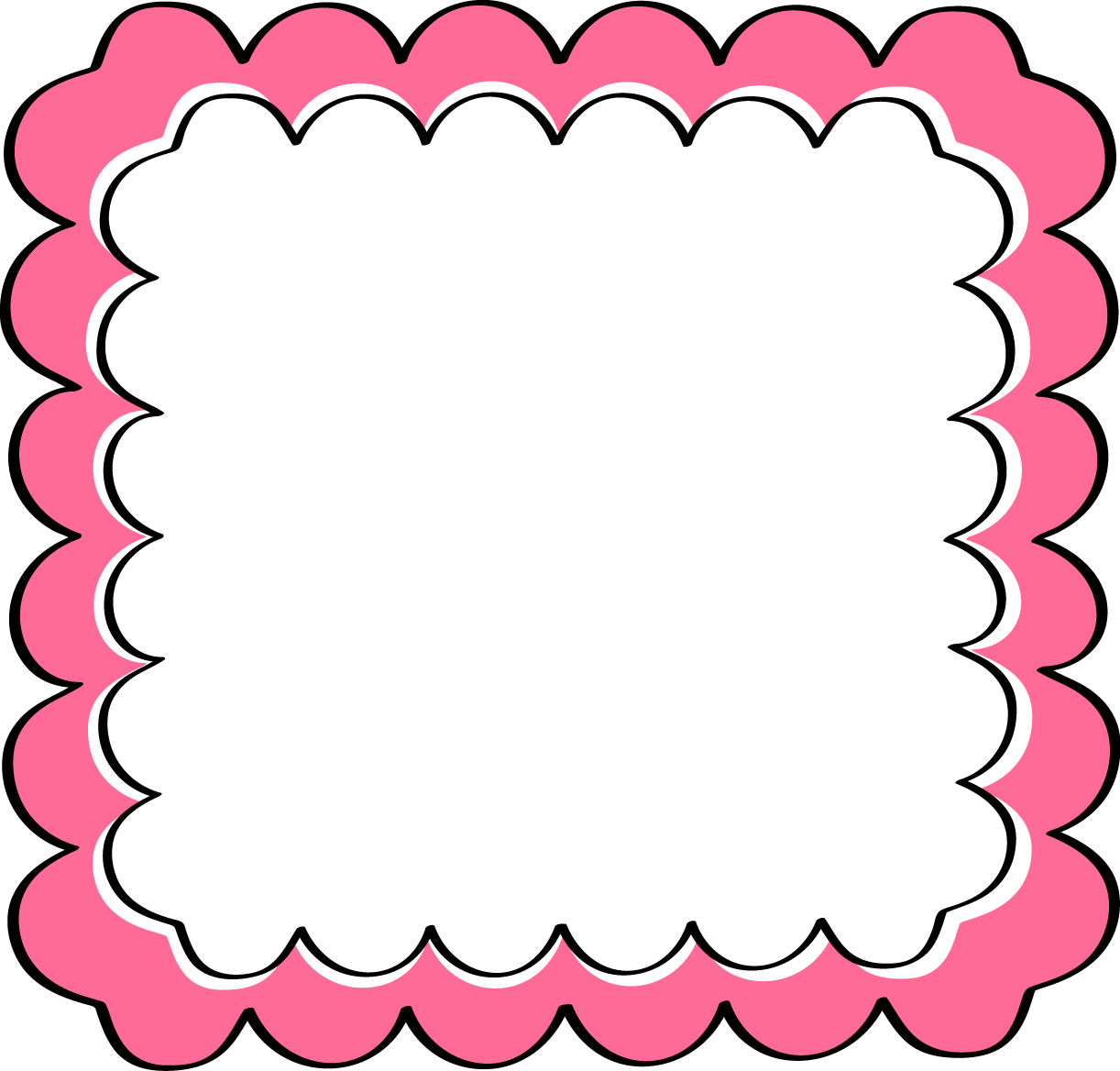 pink scalloped frame, decorative border, empty label design, craft embellishment, Pink Border PNG