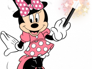 Minnie Mouse, animated character, magic wand, pink dress, polka dots, Pink Minnie Mouse PNG