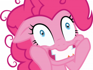 pink pony, animated character, joyful expression, cartoon humor, Pinkie Pie PNG