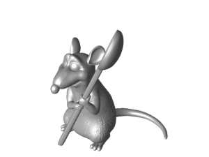 Silver Cartoon Mouse Holding Spoon, Animated Mouse Character, Cute Kitchen Rodent, Playful Culinary Critter, Ratatouille PNG