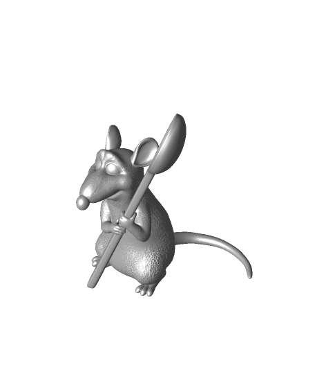 Silver Cartoon Mouse Holding Spoon, Animated Mouse Character, Cute Kitchen Rodent, Playful Culinary Critter, Ratatouille PNG