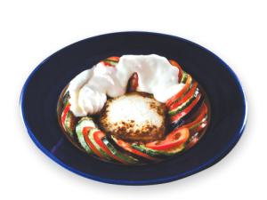 Colorful Vegetable Ratatouille With Poached Egg, Ratatouille Dish, Healthy Vegetable Recipe, Gourmet Egg Meal, Ratatouille PNG