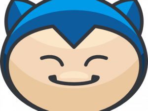 cartoon character, blue hat, smiling face, cute design, Snorlax PNG