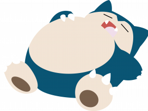 sleeping Pokémon, cartoon character, round creature, playful design, Snorlax PNG