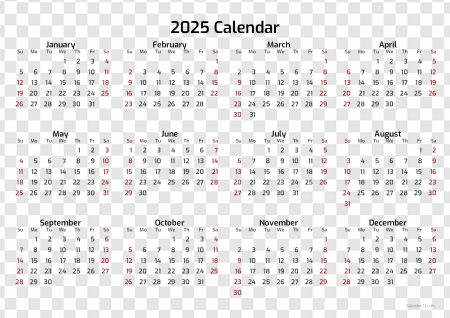 2025 Calendar Overview, yearly planner, monthly schedule, important dates, holiday calendar, Calendar 2025 PNG