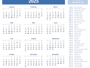 2025 Calendar Overview, yearly planner, monthly schedule, important dates, events list, Calendar 2025 PNG