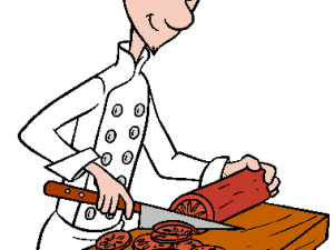 Chef Slicing Cookies on Wooden Table, Baking Clipart, Cookie Preparation, Cartoon Chef, Culinary Art, Ratatouille PNG