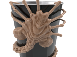 creepy creature, trash can monster, surreal art, imaginative sculpture, Alien Romulus PNG